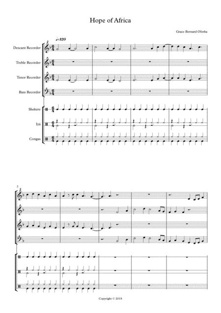 Free Sheet Music Hope Of Africa With Percussion