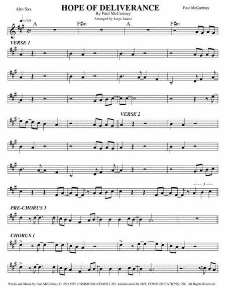 Hope Of Deliverance Alto Sax Sheet Music