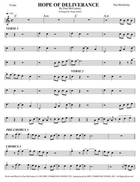 Free Sheet Music Hope Of Deliverance Violin