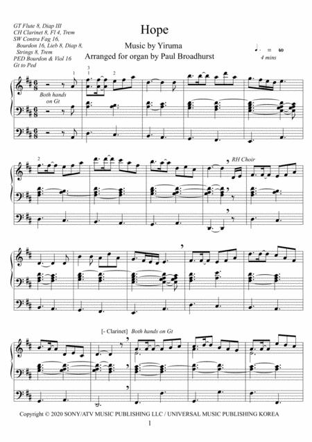 Free Sheet Music Hope Pipe Organ Arrangement