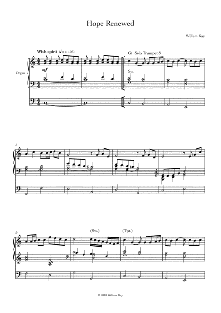 Free Sheet Music Hope Renewed Version For Solo Organ