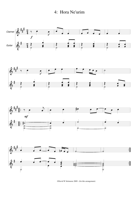 Hora Neurim Dance Of Youth For Clarinet And Guitar Sheet Music