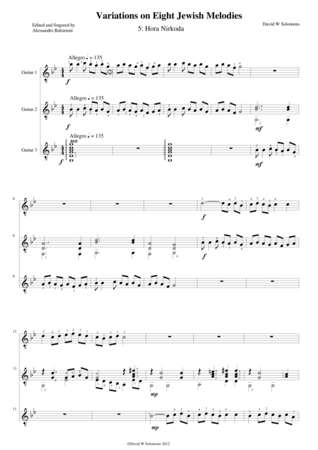 Hora Nirkoda Lets Dance The Hora For Guitar Trio Sheet Music