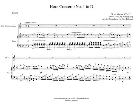 Free Sheet Music Horn Concerto No 1 In D K 412