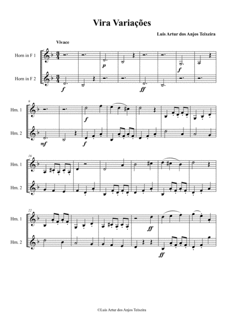 Horn Duet Vira Variaes Sheet Music