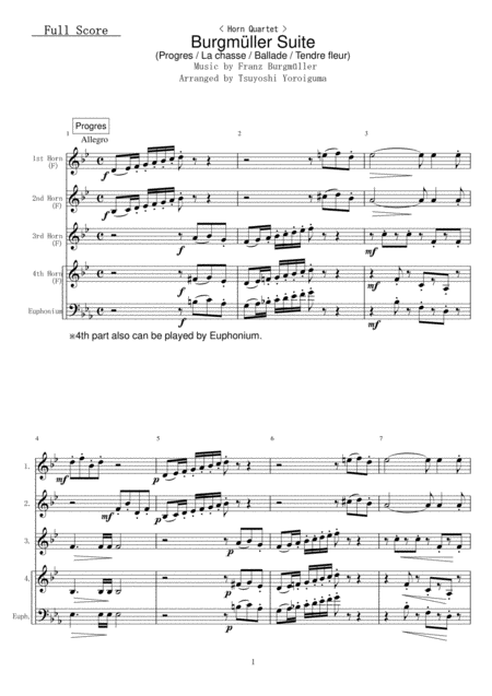 Horn Quartet Burgmller Suite Sheet Music