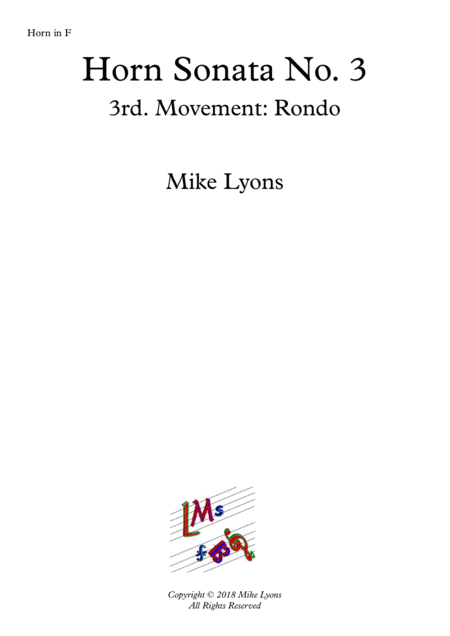 Horn Sonata No 3 3rd Movement Rondo Presto Sheet Music