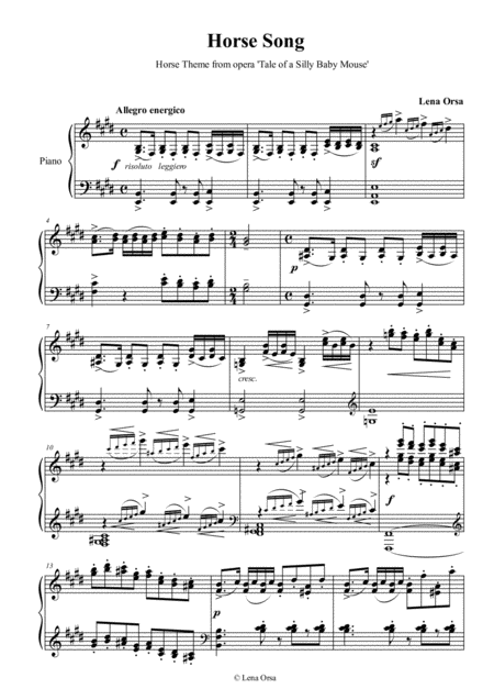 Horse Song From Opera The Silly Little Mouse Sheet Music