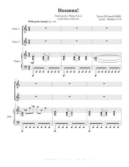 Free Sheet Music Hosanna For Two Part Voices Reproducible