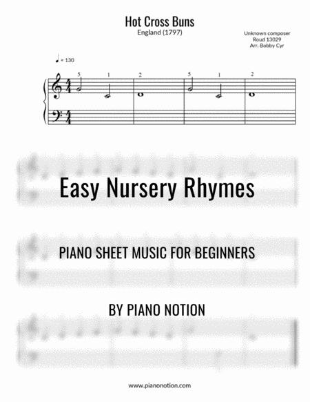 Hot Cross Buns Easy Piano Solo Sheet Music