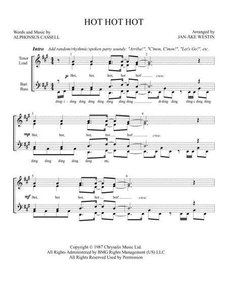 Free Sheet Music Hot Hot Hot