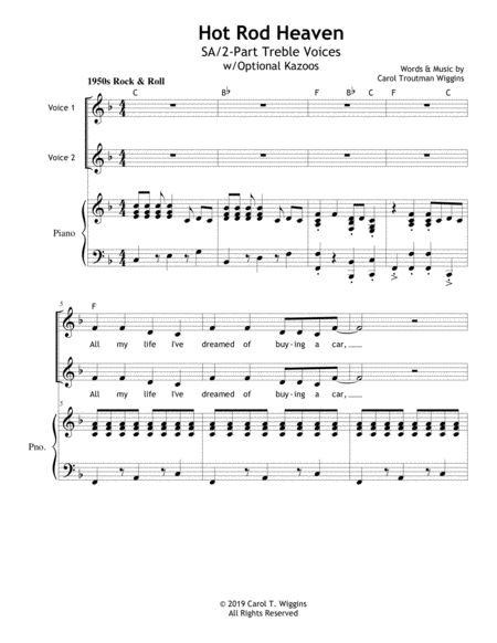 Hot Rod Heaven Sa 2 Part Treble Voices Sheet Music