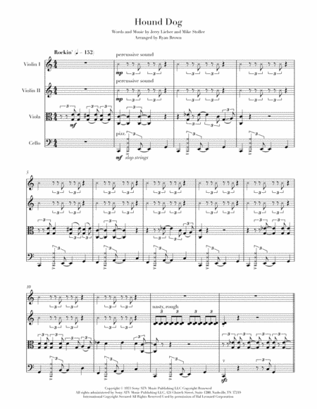 Hound Dog For String Quartet Sheet Music