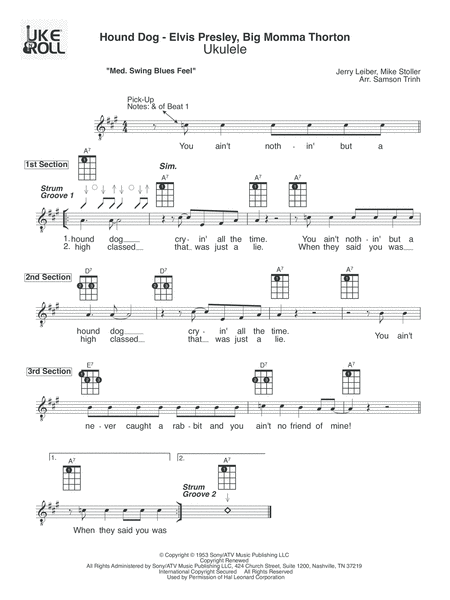 Free Sheet Music Hound Dog Ukulele