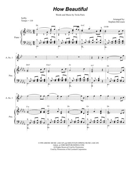 Free Sheet Music How Beautiful Duet For Alto Saxophone