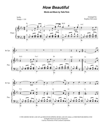 Free Sheet Music How Beautiful For Bb Trumpet Solo And Piano