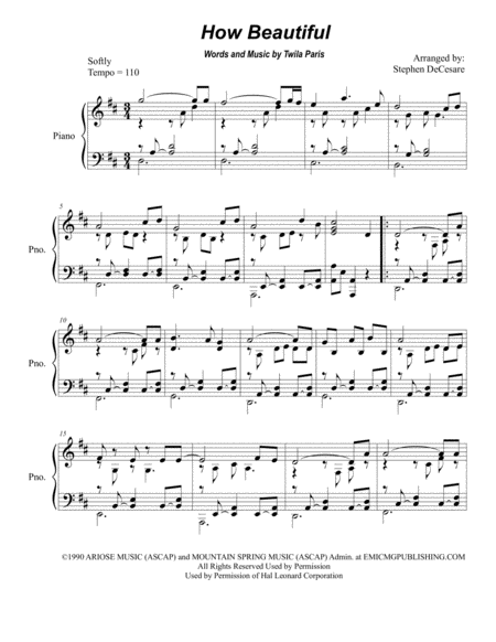 How Beautiful For Piano Solo Sheet Music