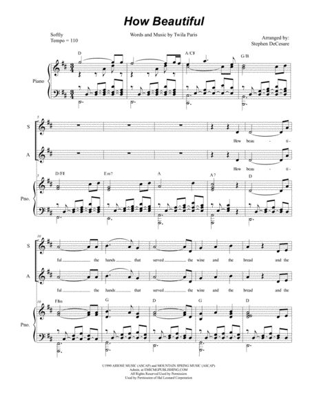 How Beautiful For Vocal Trio Sab Sheet Music