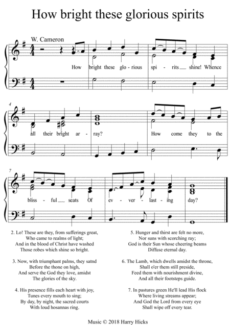 How Bright These Glorious Spirits Shine A New Tune To A Wonderful Old Hymn Sheet Music