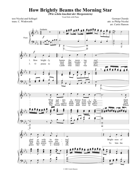 How Brightly Beams The Morning Star Sheet Music