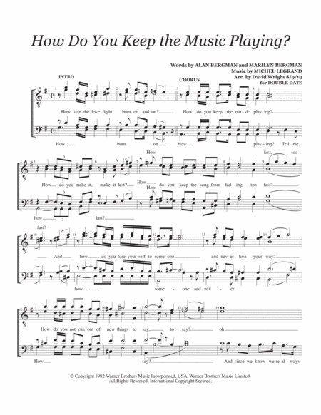 Free Sheet Music How Do You Keep The Music Playing Quartet Pricing