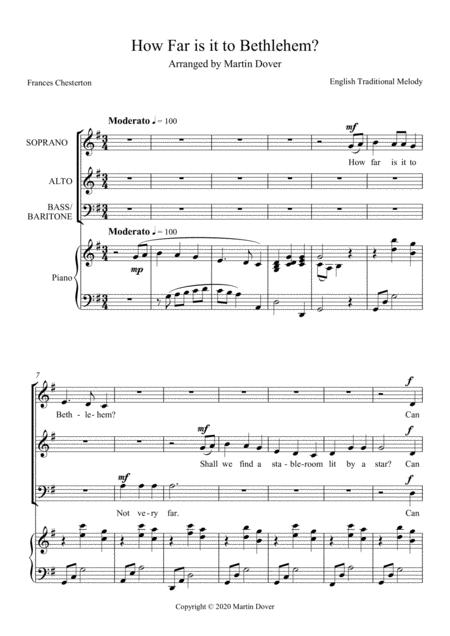 How Far Is It To Bethlehem Sab Three Part Choir Sheet Music