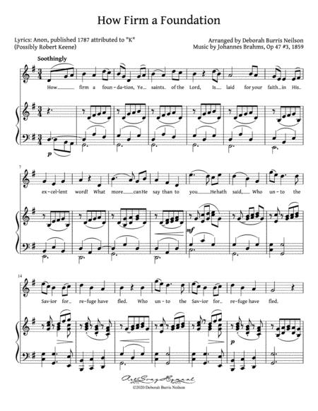 Free Sheet Music How Firm A Foundation Brahms Sonntag High Voice