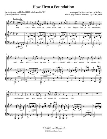 Free Sheet Music How Firm A Foundation Brahms Sonntag Low Voice