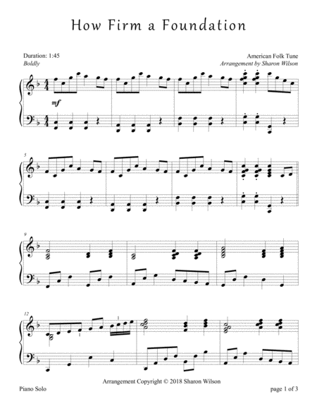 Free Sheet Music How Firm A Foundation Piano Solo