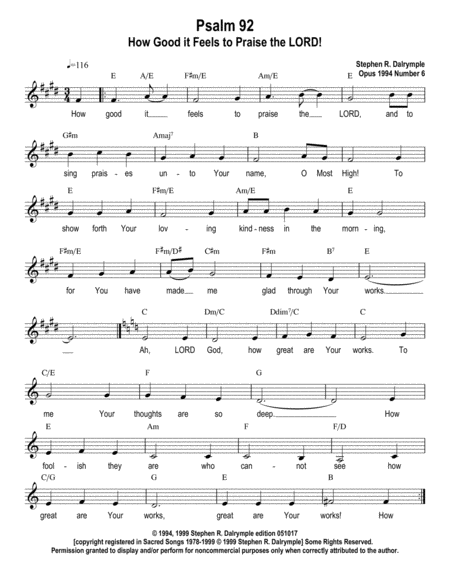 How Good It Feels To Praise The Lord Sheet Music