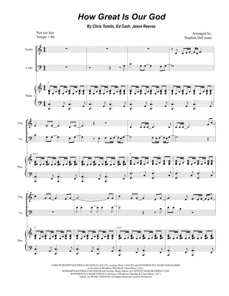 Free Sheet Music How Great Is Our God Duet For Violin And Cello