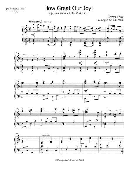 Free Sheet Music How Great Our Joy A Joyous Christmas Piano Solo