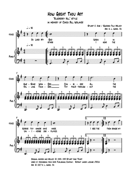 How Great Thou Art Blueberry Hill Style Sheet Music