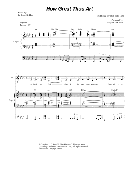 How Great Thou Art Duet For Tenor Bass Solo Organ Accompaniment Sheet Music