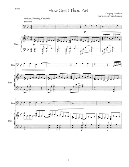 How Great Thou Art For Bassoon And Piano Sheet Music