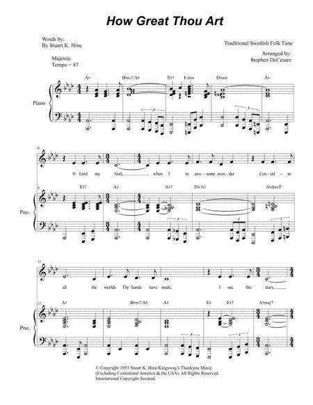 Free Sheet Music How Great Thou Art For Unison Choir Piano Accompaniment