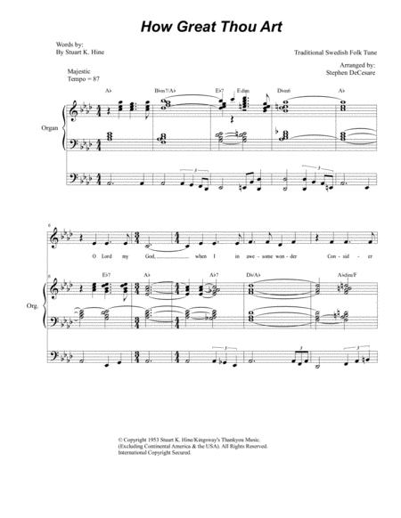 How Great Thou Art For Vocal Solo Organ Accompaniment Sheet Music