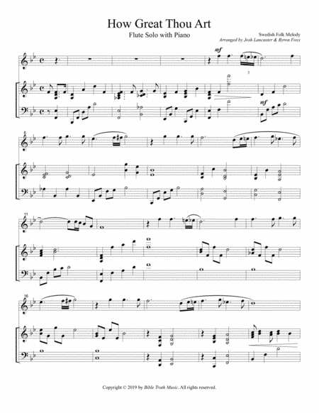 How Great Thou Art Instrumental Flute Solo Sheet Music