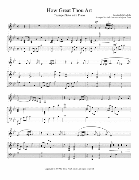 Free Sheet Music How Great Thou Art Instrumental Trumpet Solo