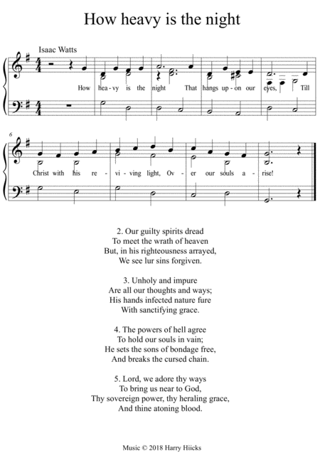 How Heavy In The Night A New Tune To A Wonderful Isaac Watts Hymn Sheet Music