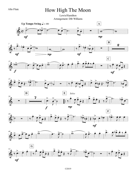 Free Sheet Music How High The Moon Alto Flute