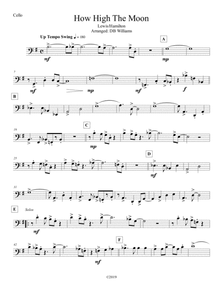 How High The Moon Cello Sheet Music