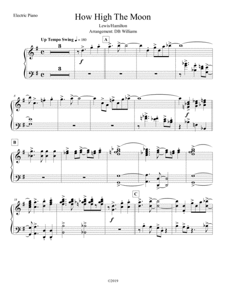 How High The Moon Electric Piano Sheet Music