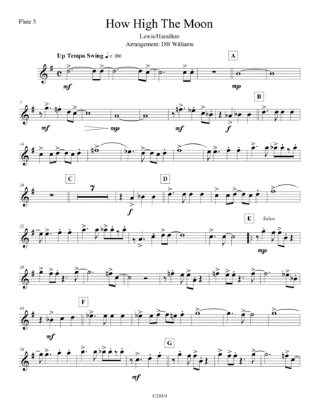 Free Sheet Music How High The Moon Flute 3