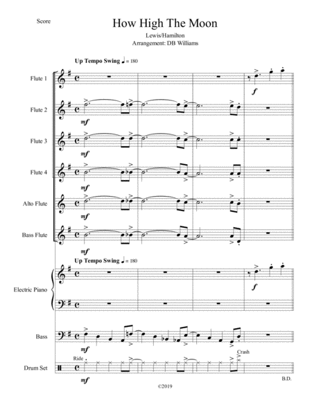 Free Sheet Music How High The Moon Flute Choir