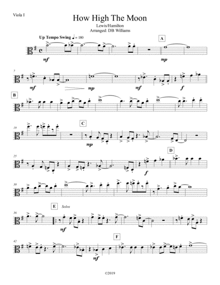 How High The Moon Viola 1 Sheet Music