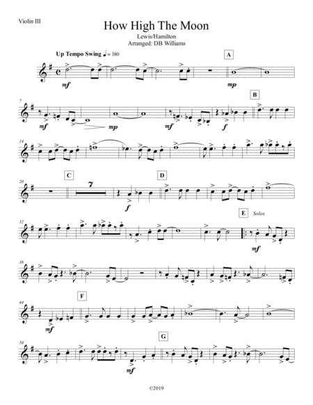 How High The Moon Violin 3 Sheet Music