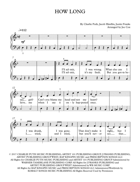 How Long Beginner Version Sheet Music