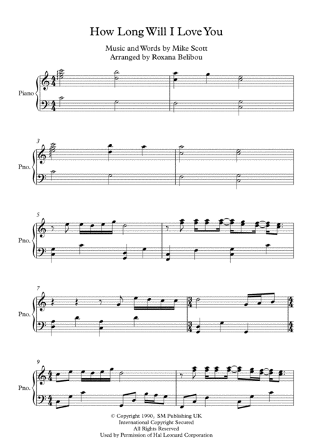 How Long Will I Love You By Ellie Goulding Piano Sheet Music