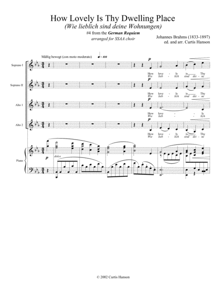 How Lovely Is Thy Dwelling Place Ssaa Sheet Music